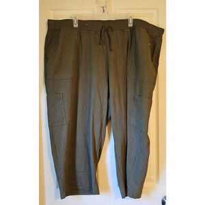 Laura Scott Women’s Cargo Capri Pants 3X Olive Green Stretch Drawstring